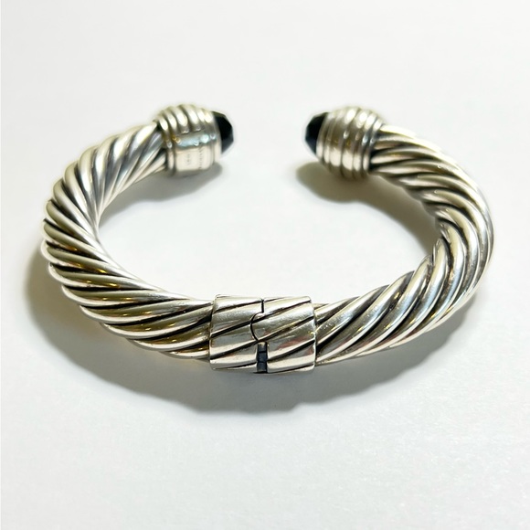 David Yurman 10mm Black Onyx Hinged Cable Cuff Bracelet .925 - Picture 7 of 11